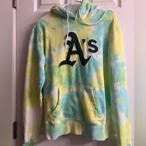 New Era Light green, yellow and light blue tie dyed Oakland A’s hoodie